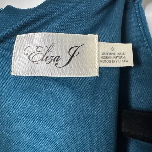 Eliza J Faux Wrap Midi Dress Women's Teal Size 0 - Picture 5 of 6